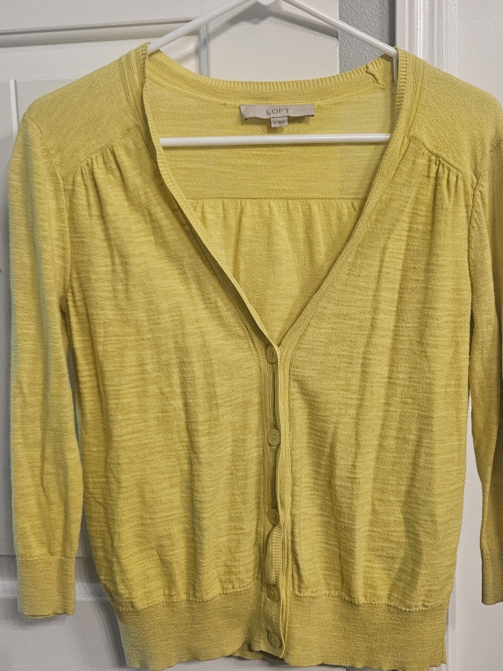 LOFT Bright Yellow Button-Front Lightweight Cardigan